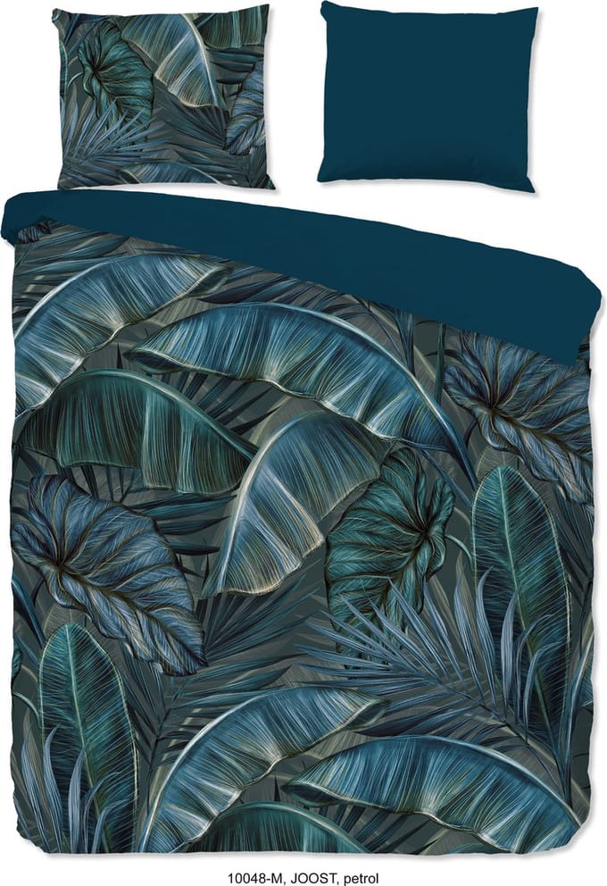 Pure dekbedovertrek bladeren - 2 persoons 200x200/220 cm - Petrol - Microvezel