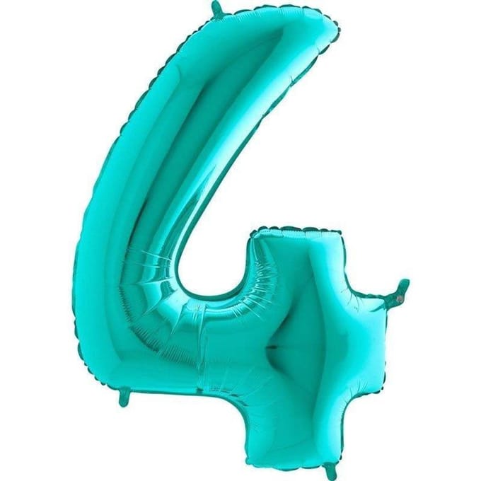 Ballon Foil Chiffre 4 Tiffany, Menthe - 102 Cm Grabo