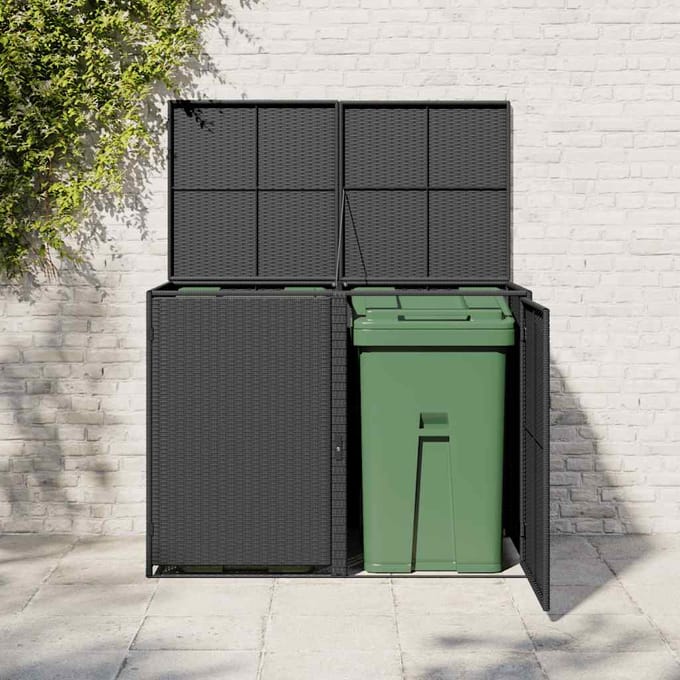 vidaXL - Containerberging - dubbel - 148x80x111 - cm - poly - rattan - zwart