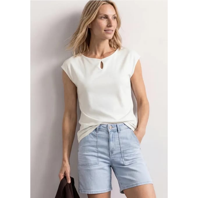 Shirt met afhangende schouders en uitsnijding