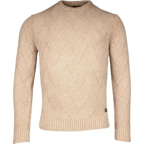 Baileys Trui Crew Neck Plated Large V-Shape Structure Knit Off White / male