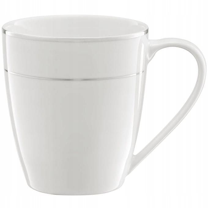 Ambition Aura Serie - Porseleinen Mok - 330 ml - Wit - Zilveren Accent