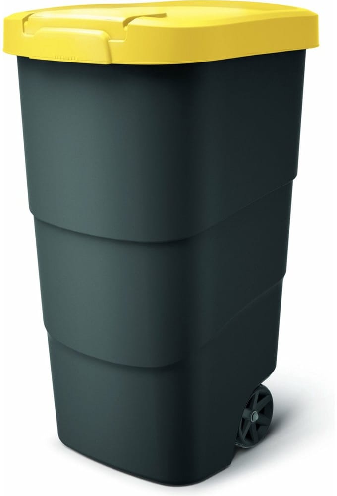 Prosperplast - Wheeler - Grote Afvalbak met wielen 90L - Geel / Kunststof