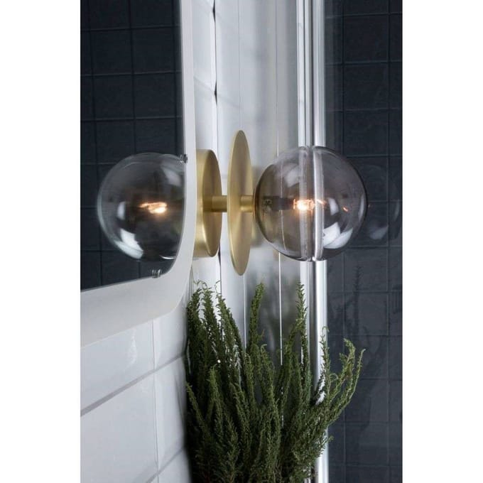 Globen Lighting wandlamp ART DECO, messing/grijs Ø 16 cm IP44