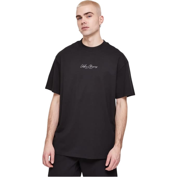 Urban Classics - Oversized Mid Embroidery Heren Tshirt - S - Zwart