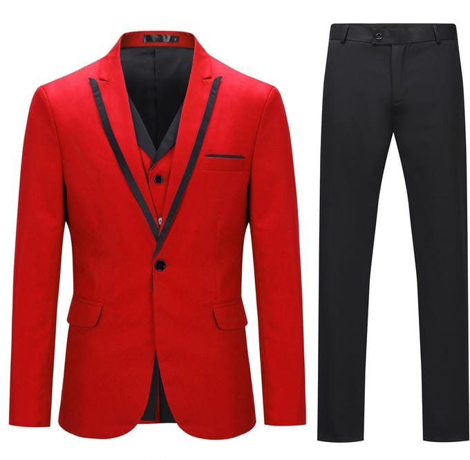 ALLTHEMEN Slank Driedelig Herenpak - Colorblock - L