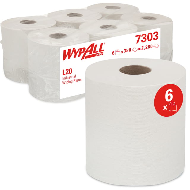 Poetspapier WypAll L20 GeneralClean 2-laags 380 vel wit 7303