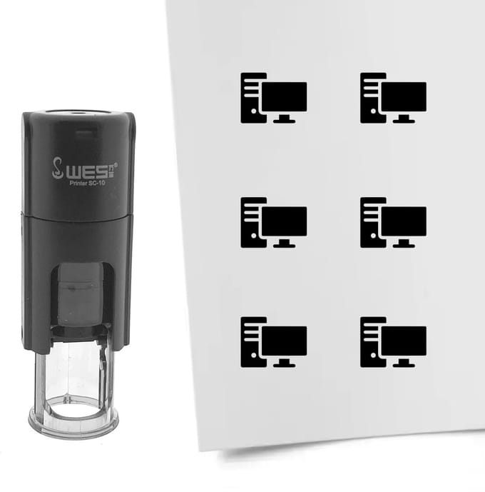 CombiCraft Stempel computer 10mm rond zwarte inkt - per 1 stuk