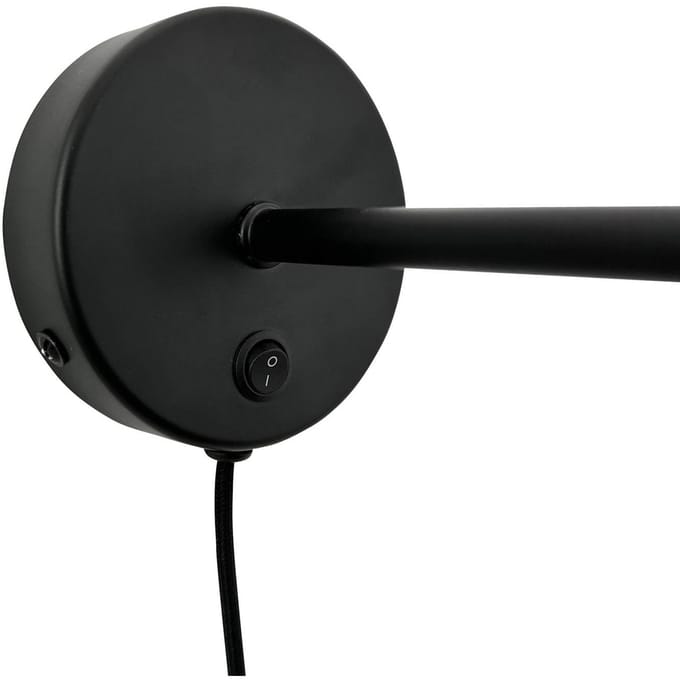 Dyberg Larsen wandlamp Stoke, zwart, Ø 20 cm, metaal