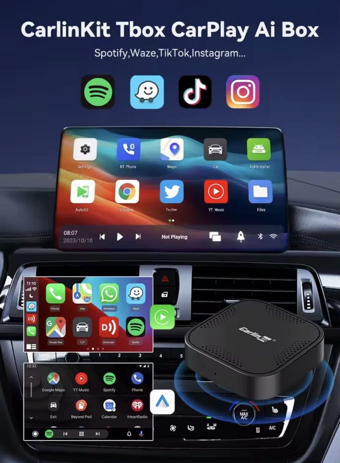Carlinkit Tbox Basic (2GB+16GB) Wireless Adapter Apple CarPlay / Android Auto - Black