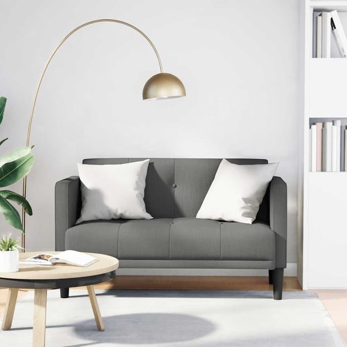 vidaXL - Loveseat - Bank - Donkergrijs - 111 - cm - Stof
