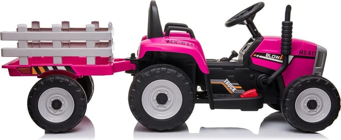Viking Choice - Elektrische tractor met aanhanger - kinder tractor - roze
