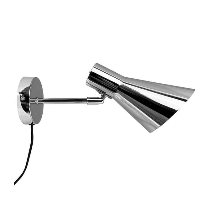 Dyberg Larsen wandlamp DL12, chroom, kabel, E27, metaal