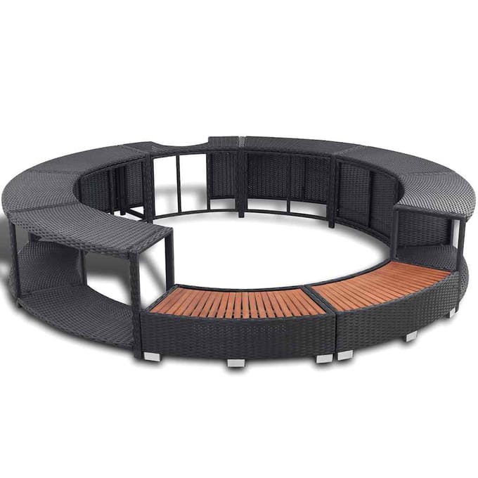 vidaXL - Hottub-ombouw - poly - rattan - zwart
