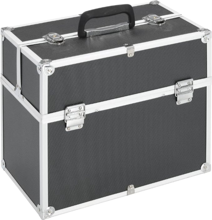 Make-up koffer 37x24x35 cm aluminium zwart