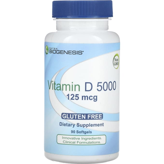 Nutra BioGenesis, vitamine D 5000, 125 mcg, 90 gélules