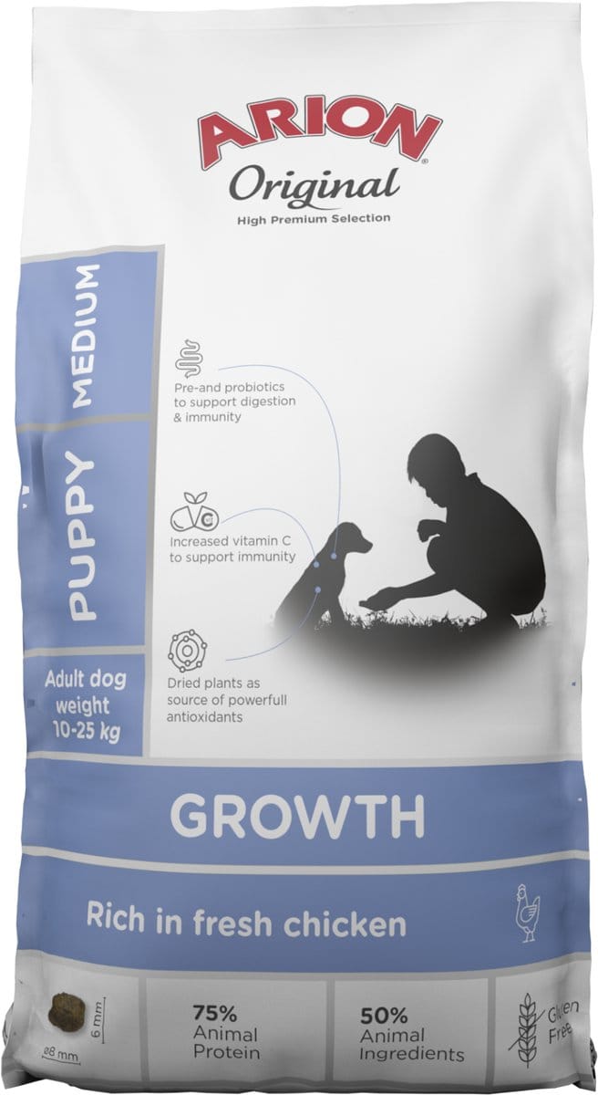 2x12kg Arion Original Growth Medium Breed Kip hondenvoer droog