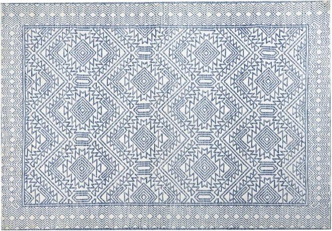 KAWAS - Vloerkleed - Blauw/Wit - 160 x 230 cm - Polyester