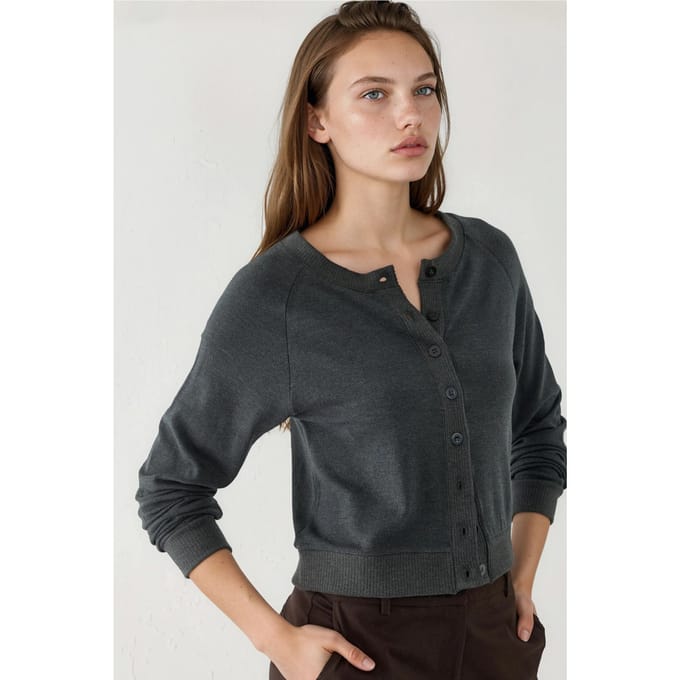 Ronde hals knoop cardigan