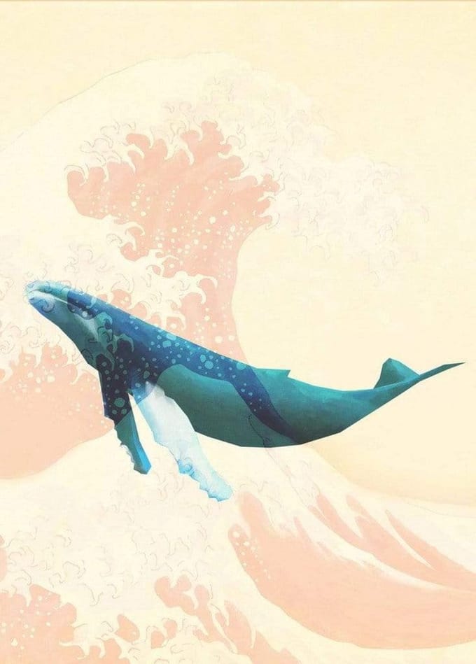 Fotobehang - Whale Voyage 200x280cm - Vliesbehang