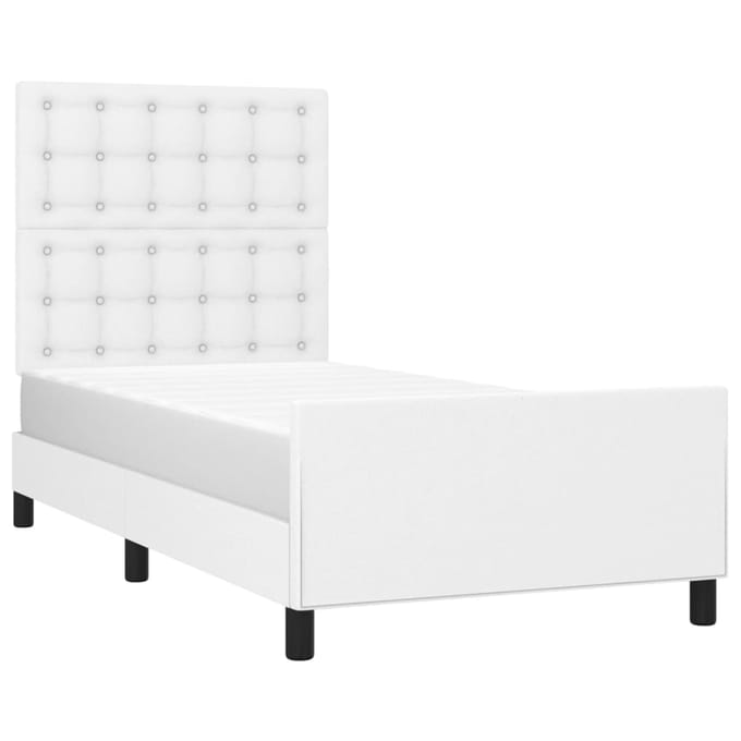 vidaXL - Bedframe - met - hoofdbord - kunstleer - wit - 90x190 - cm
