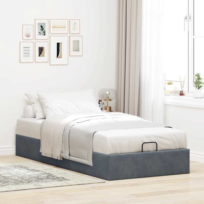 vidaXL - Bedframe - zonder - matras - 90x190 - cm - fluweel - donkergrijs