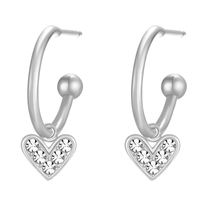 Oorbellen Hart - RVS - 12x20 mm - Zilverkleurig – valentijn – cadeau