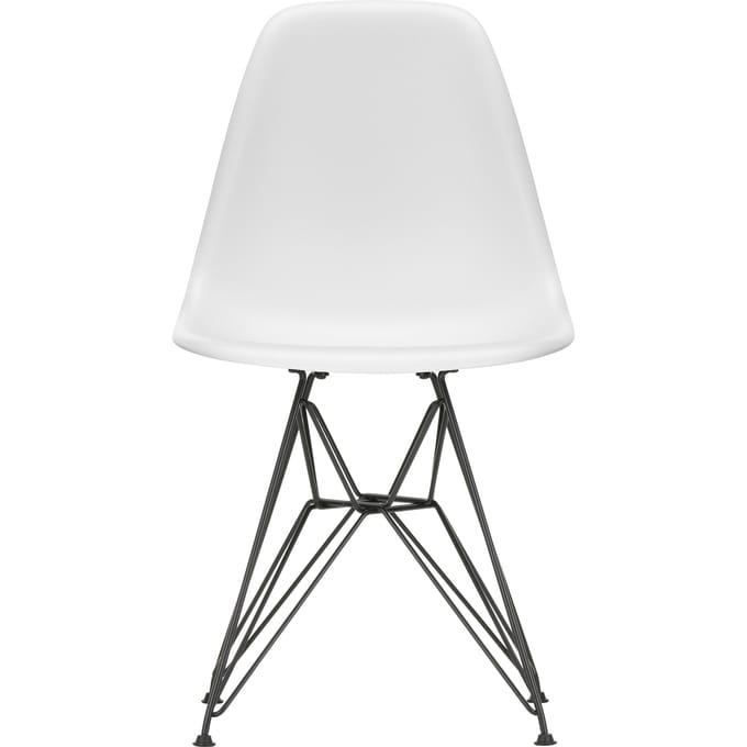 Vitra DSR Eames Plastic Side Chair - katoen wit RE - basic dark gepoedercoat
