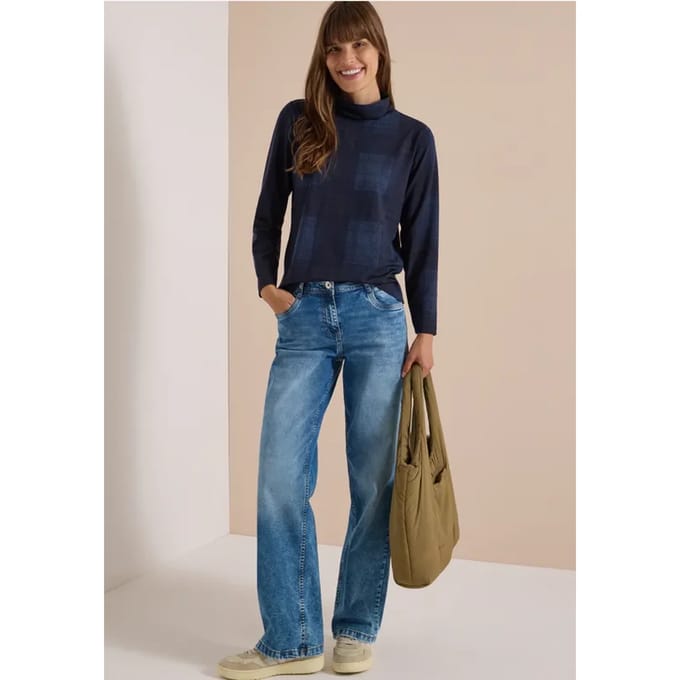 Shirt met lange mouwen, col en patroon