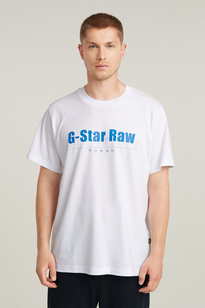 G-Star Symbols Print Loose R T White Größe: M | Basic T-Shirts Outlet | Herren | Weiß
