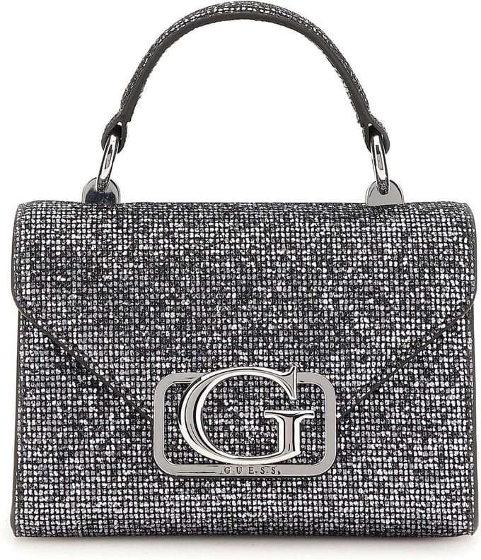 GUESS Avondtas Schoudertas Zalina Mini Top Handle Flap Pewter Zilverkleurig