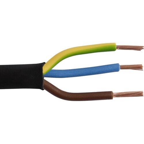 Rubbel kabel - glad - 3 x 2.5 mmÂ² - 10 m - zwart