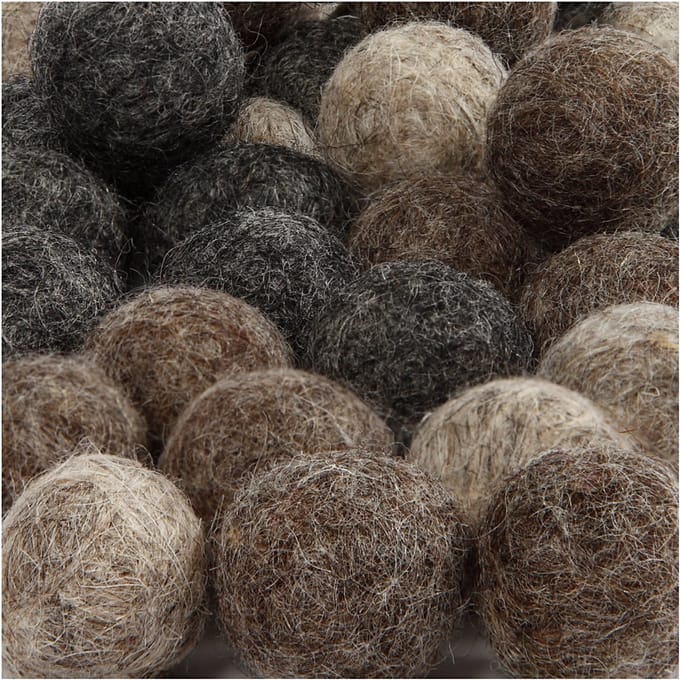 Wol kralen, d 20 mm, naturel, 64 stuk/ 1 doos