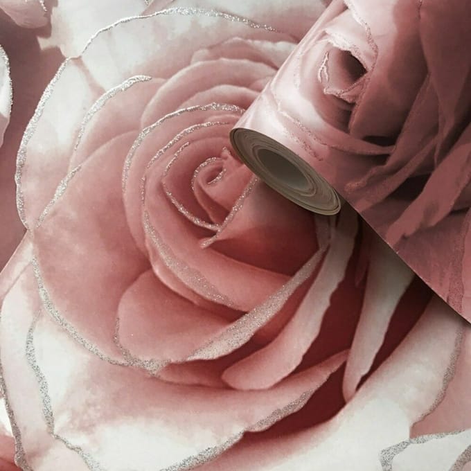 Rozen behang met glitter j28753