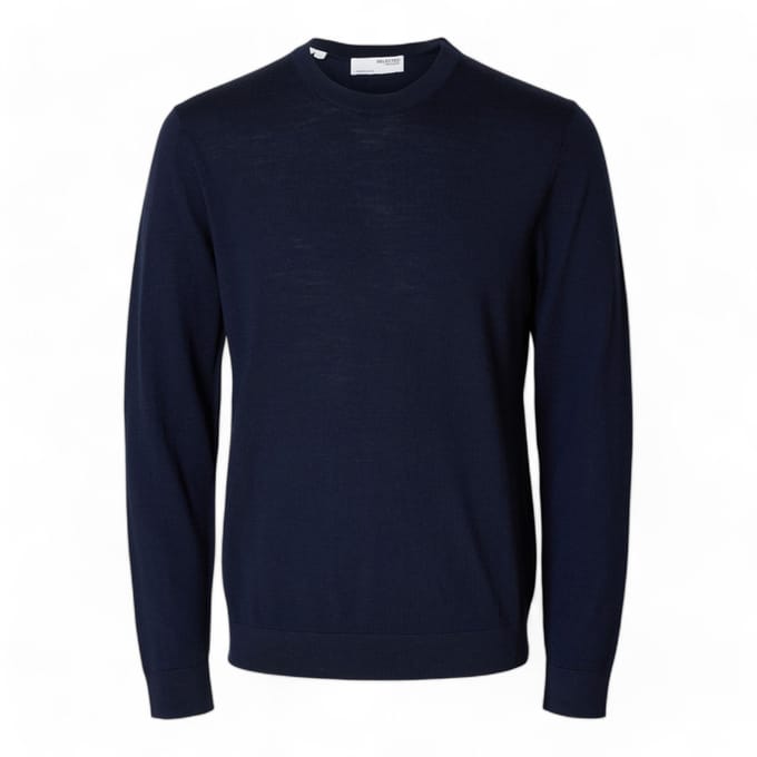 Trui Selected 16094647 TRAY MERINO CREW.-NAVY BLAZER
