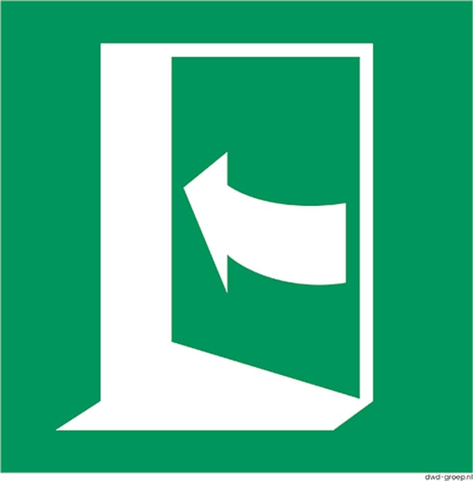 Deur links duwen sticker 200x200 mm - vinyl - ISO 7010 E022