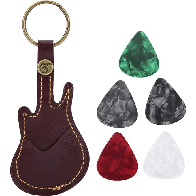 Draagbare Leren Messing Gitaar Plectrum Tas Sleeve Houder Inclusief Plectrum Accessoires (Bruin) gray