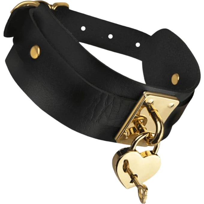 Kinky Diva – Hartvormige Collar met slot en sleutel - Goud