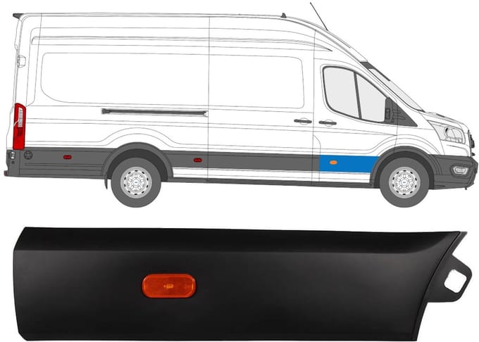Voordeur sierlijst voor Ford Transit 2014- / Rechts / Set