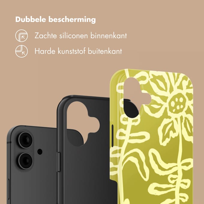 Selencia Hoesje - Geschikt voor Apple iPhone 16 - Backcover - Chalky Bloom