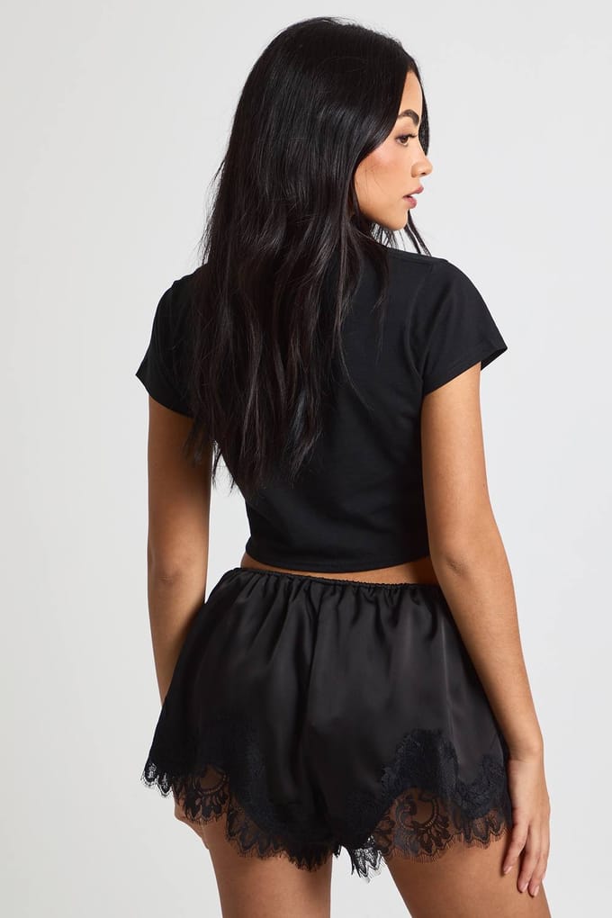 boohoo Dames Kerstmuts Hotfix Baby Tee | Black | Maat: 6