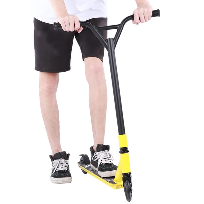 Gele Draagbare Professionele Scooter Volwassen Stunt 2 PU Wielen Schuifpedaal Uitrusting black