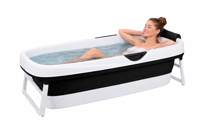 HelloBath® Opvouwbaar bad - XXL Goliath (Basic) - Zwart - 157cm - Inklapbaar bad - Zitbad voor volwassenen - Bath Bucket