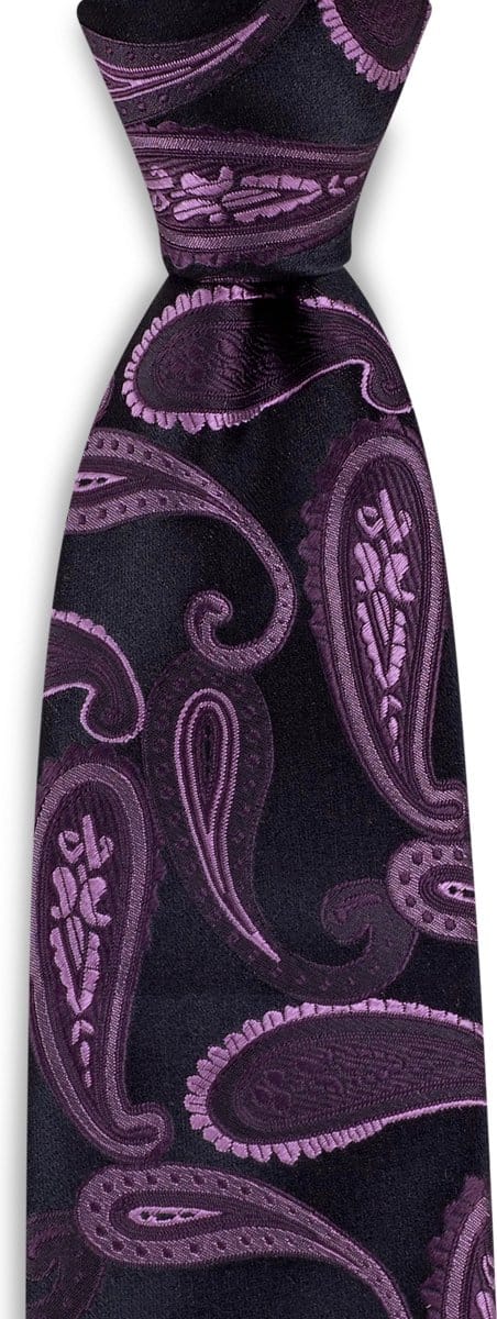 We Love Ties - Stropdassen - Stropdas Soft Paisley - zwart / lila