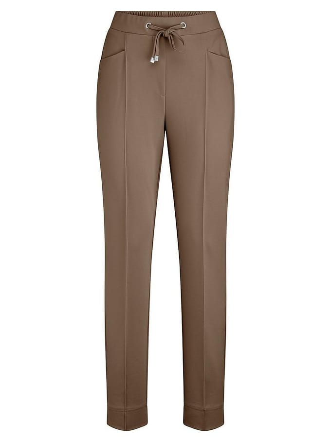 Enkellange jersey Slim Fit-broek Van Peter Hahn bruin