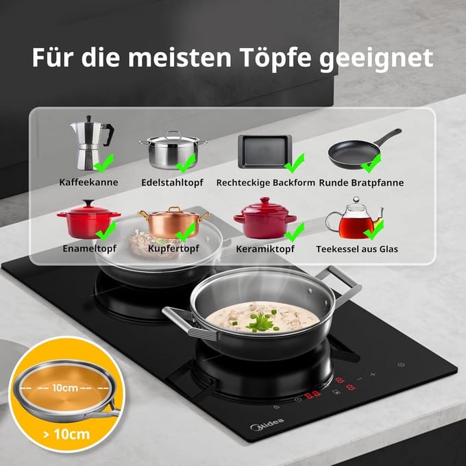 Keramische Kookplaat - Inbouw Kookplaat - Snel Koken - Touch Control - 52 cm breed - Zwart
