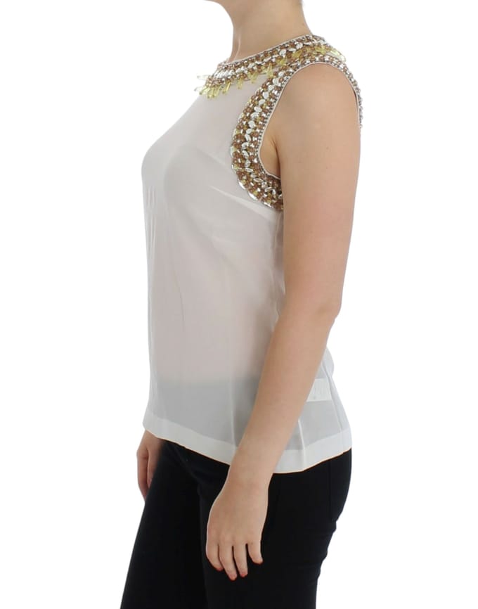 Dolce Gabbana Mouwloze Blouse met Beadehals