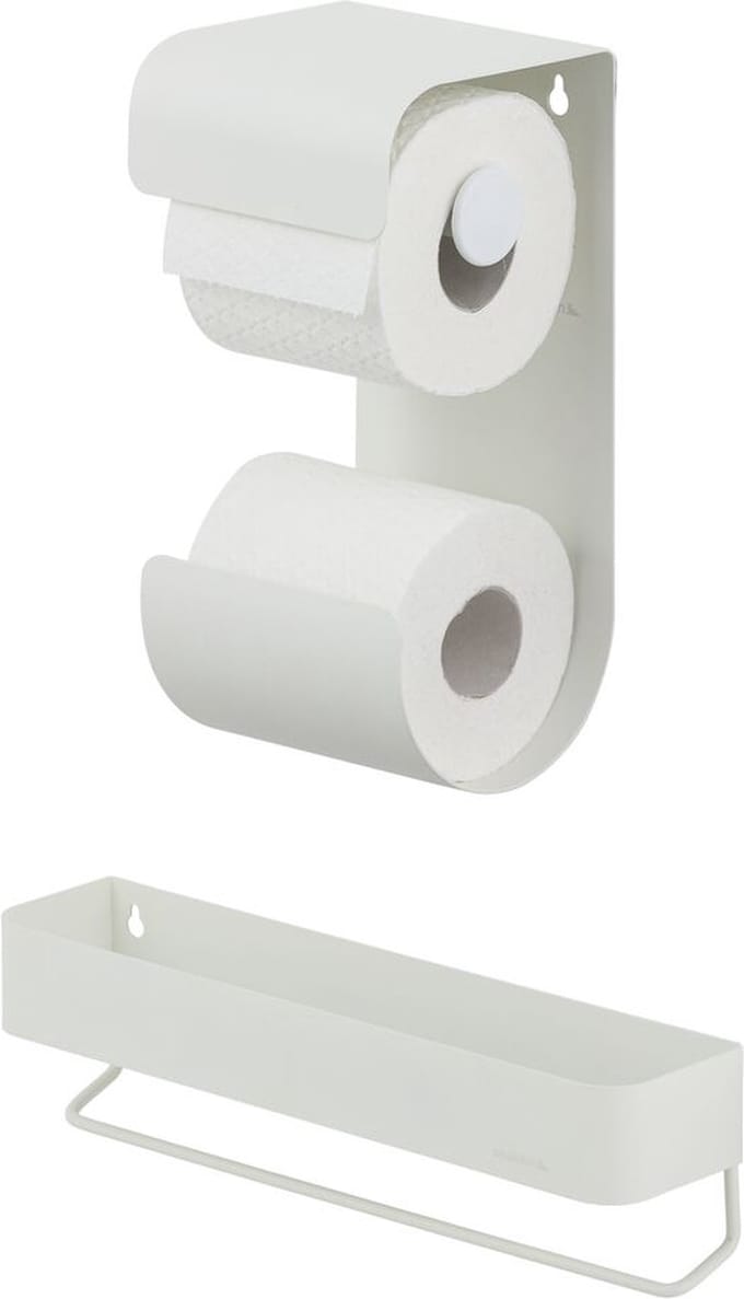 Sealskin Brix - Dubbele wc rolhouder inclusief Wandrek met handdoekrek - 35 cm - Wit