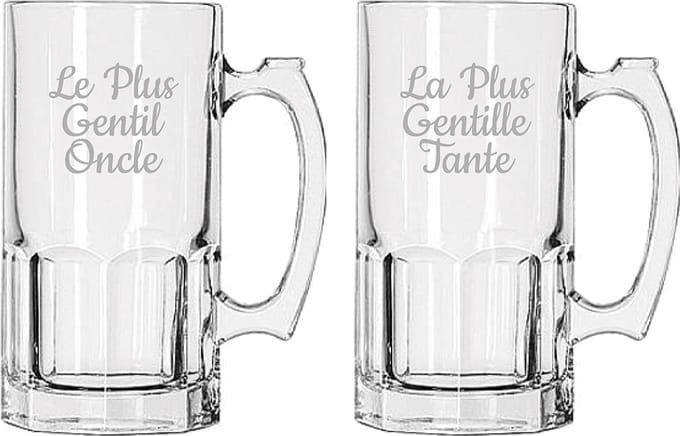 Bierpul gegraveerd - 1ltr - Le Plus Gentil Oncle & La Plus Gentille Tante