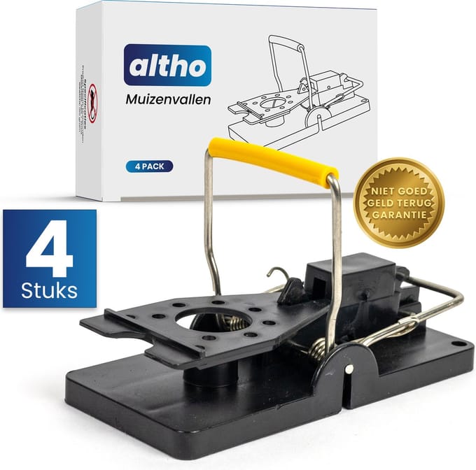 Altho Muizenval Set van 4 - Professionele Muizenklem voor Binnen - Herbruikbaar & Effectief